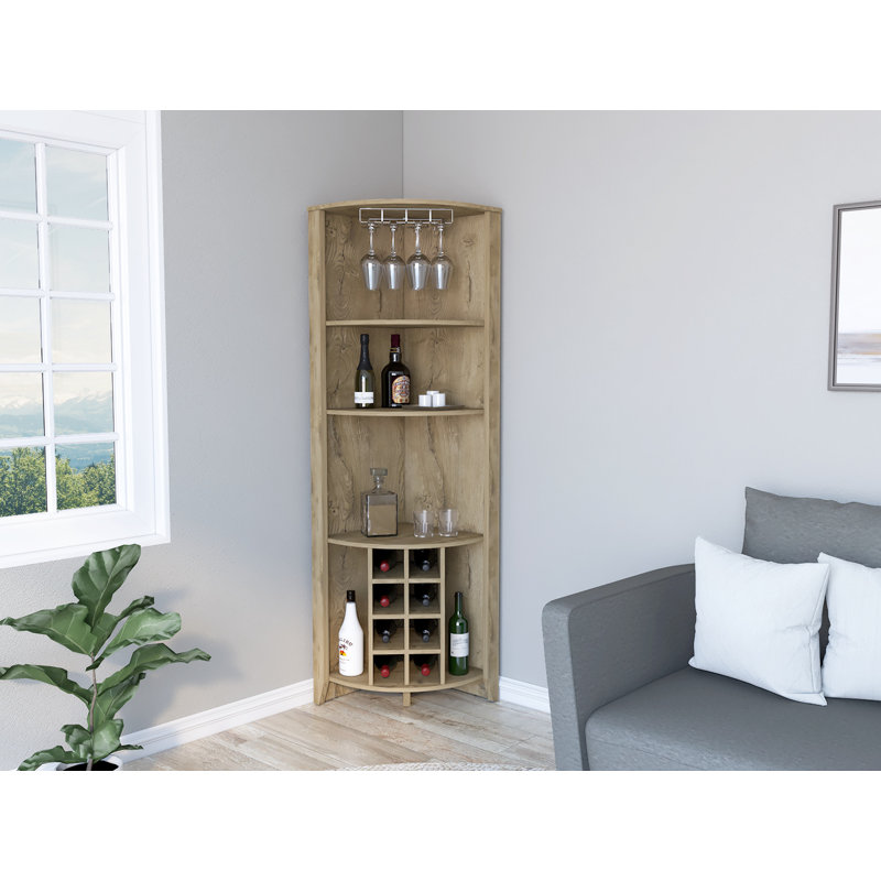 Bar d'angle avec 8 casiers à vin, Beige