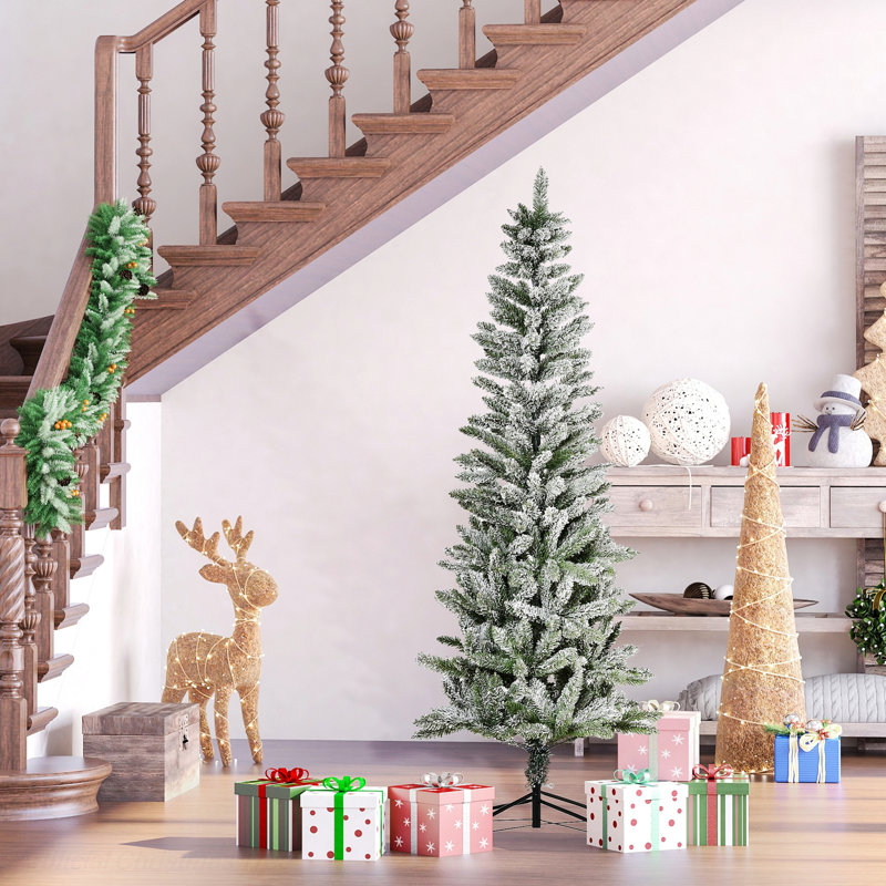 Arbre de Noël artificiel, arbre de Noël mince avec branches et 394 pointes