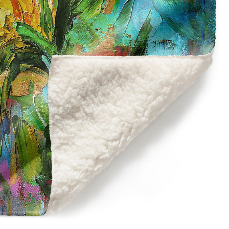 Couverture en sherpa Sunflower, l 51 po x L 60 po