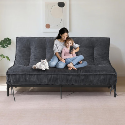 Futon Mattress Japanese Floor Topper, 8" Memory Foam Foldable Futon Pad, Portable Roll Up Sleeping Mat For Camping, Easy To Store With Dust Cover, Queen