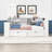 Upholstered Daybed with Built-in Shelves, LED Headboard,  Storage Drawers and Charging Station-1324148159-1324148158