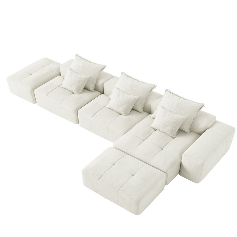 Boneless Modern Oversized Modular Sectional Sofa,Sparkling Chenille Fabric Soft Cushion Sofa With 6 Pillows,6 PCS DIY Combination Tufted Sofa,No Assembly Required