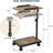 C Shaped End Table With Rolling Wheels, Height Adjustable Sofa Side Table For Small Spaces, Tiltable Surface For Tablets Or Laptops, Industrial TV Tray Cart For Living Room, Retro Brown