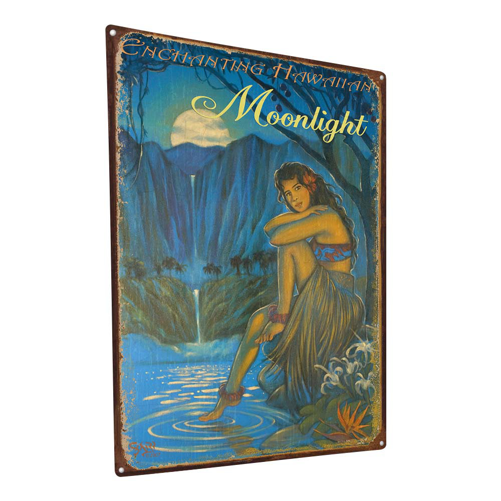 " Vintage Enchanting Hawaiian Moonlight Metal Sign " Trinx