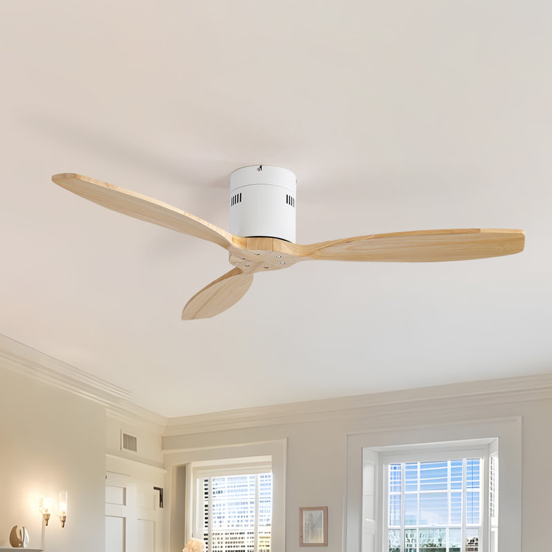 Nicola 52" 3 - Blade Flush Mount Ceiling Fan with remote control, Blurywood