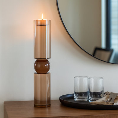 Porte-bougie cylindrique en verre pour décoration de table Modern