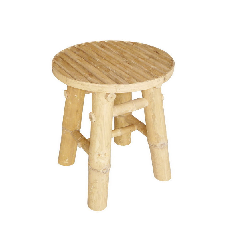 Tabouret décoratif bas en bambou fait à la main