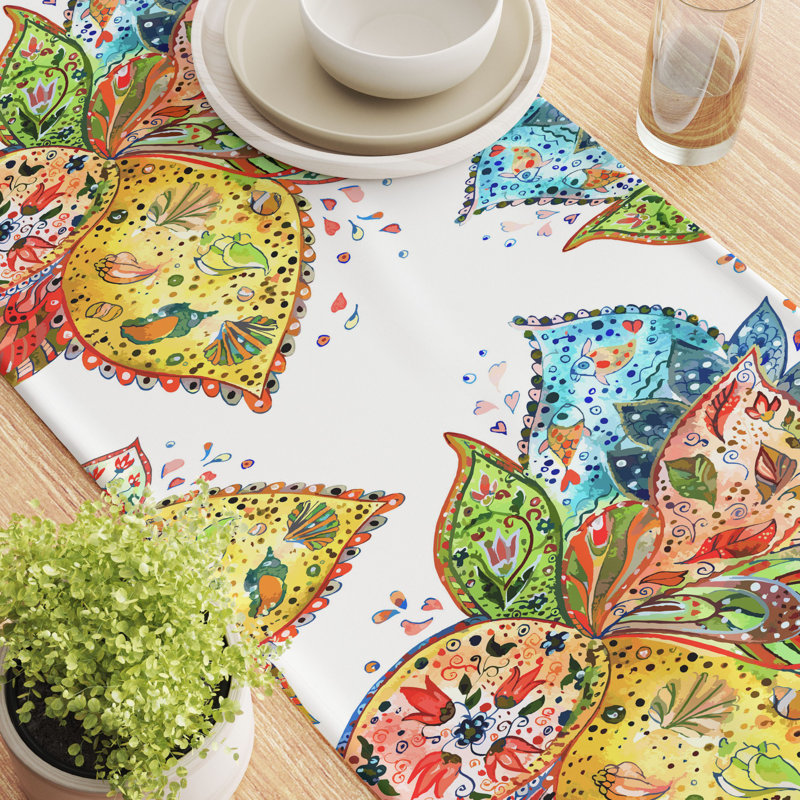 Table Runner, 100% Cotton, Floral 213, 108" x 16"