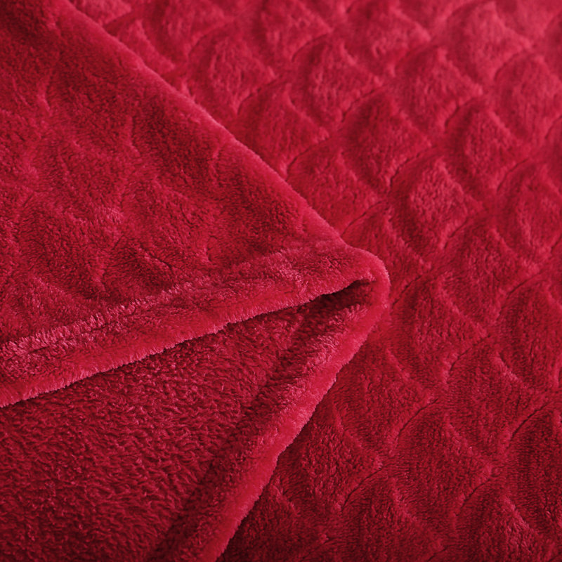 Couverture en flanelle brossée rouge très grand, Rouge, Très grand lit