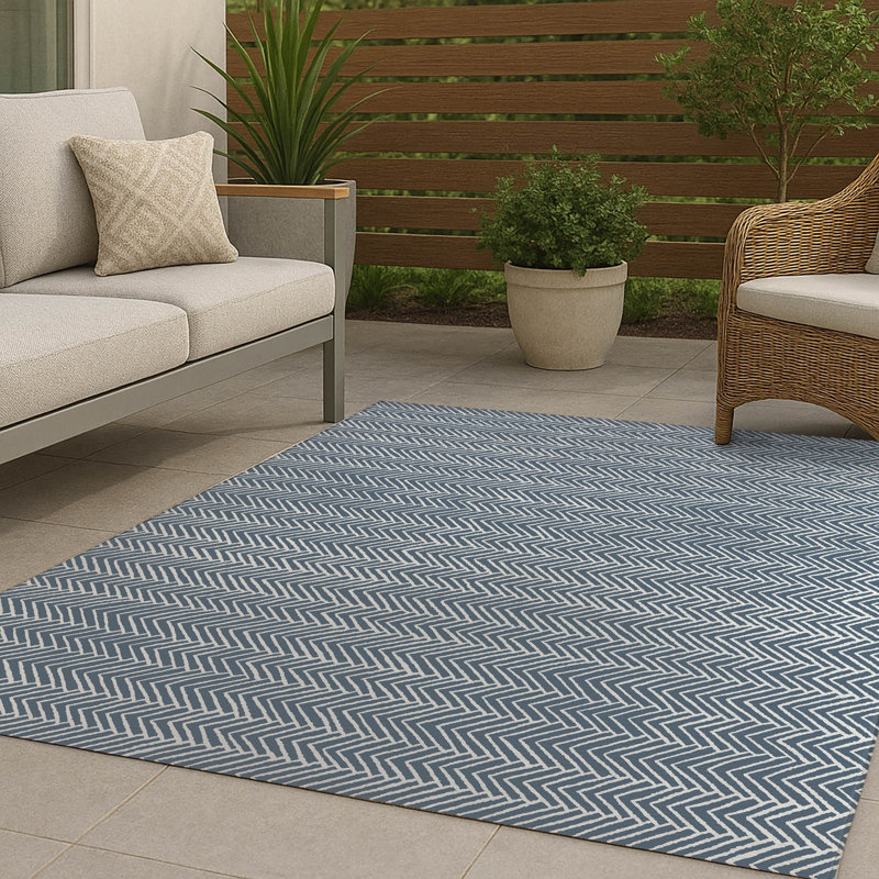 Chevron Block Non-Slip Outdoor Rug, Rectangle 2' x 3'