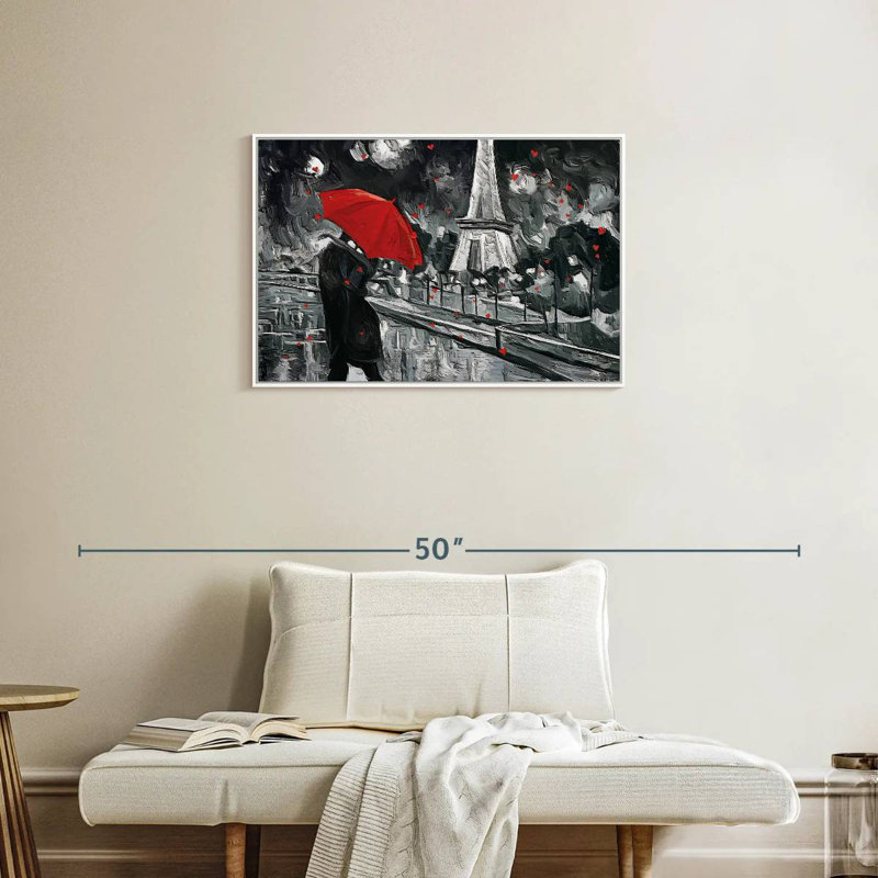 Paris Night Couple Pop, Cadre flottant blanc, 31 po x 21 po