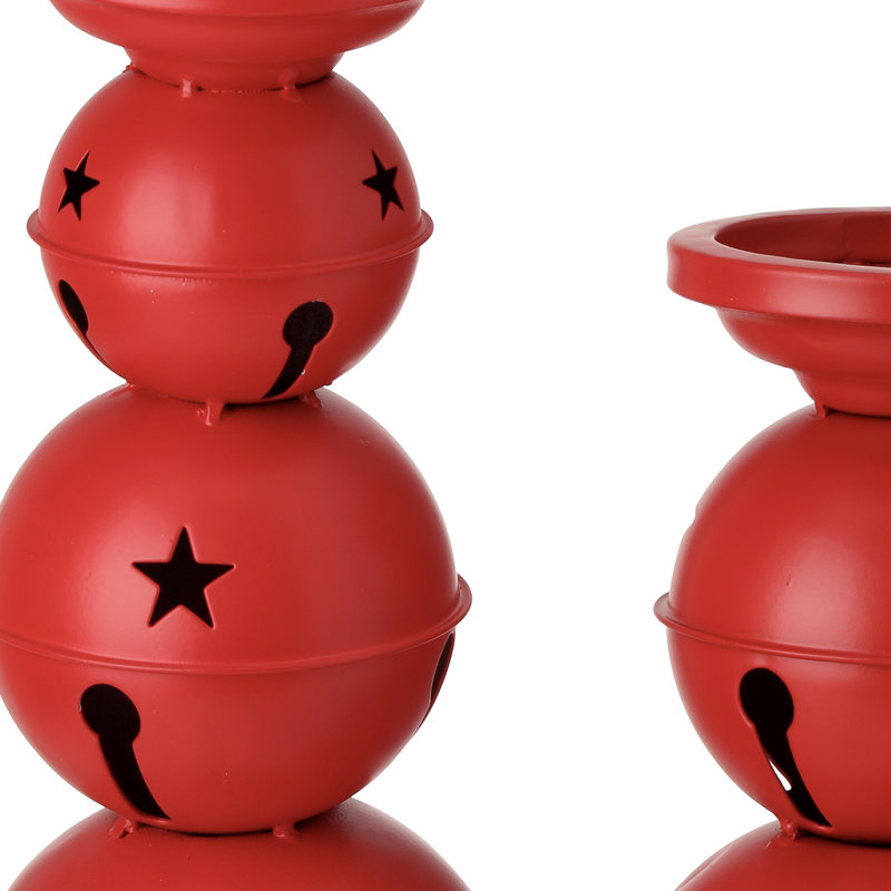 Porte-bougies en métal 12,5 po, Rouge