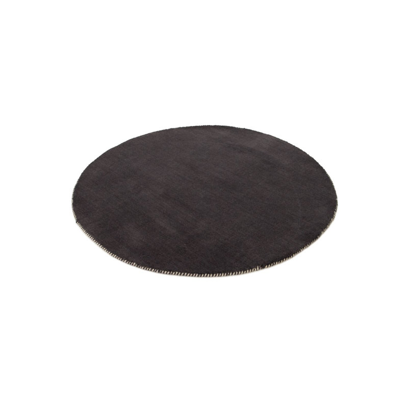 Solid Colour Wool Hand Woven Area Rug, Dark Grey, Approx. 60cm