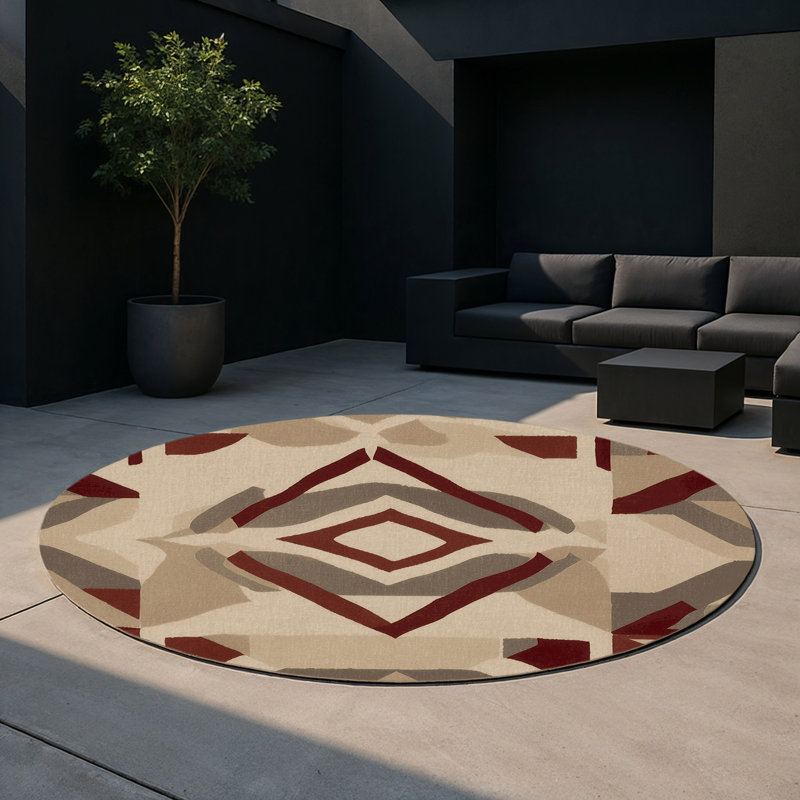 Tapis intérieur et extérieur Angular Flow, Rond 5 pi