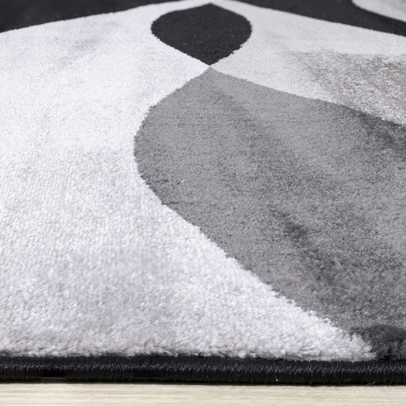 Garrick Abstract Black/Gray Area Rug, Rectangle 2'8" x 4'11"