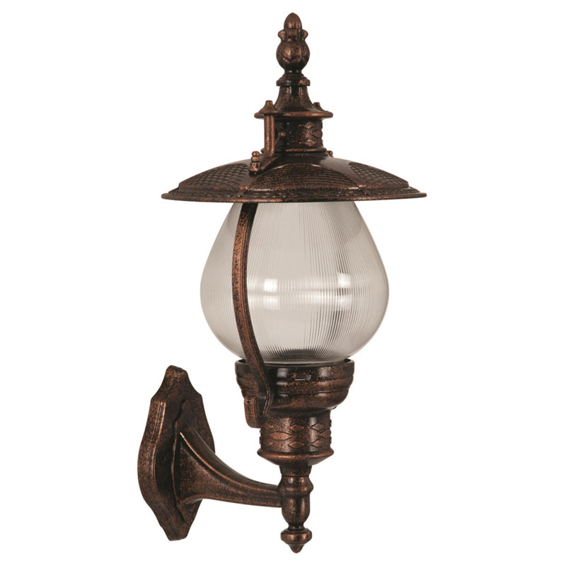 Lampe murale d'extérieur, style industriel traditionnel, corps en ABS brun, 18,5 po x 9,8 po x 11,8 po | Capuchon en acrylique, douille E27 (40 W maximum), étanche IP65 | Parfait pour les espaces extérieurs nostalgiques et le décor du Sud-Ouest