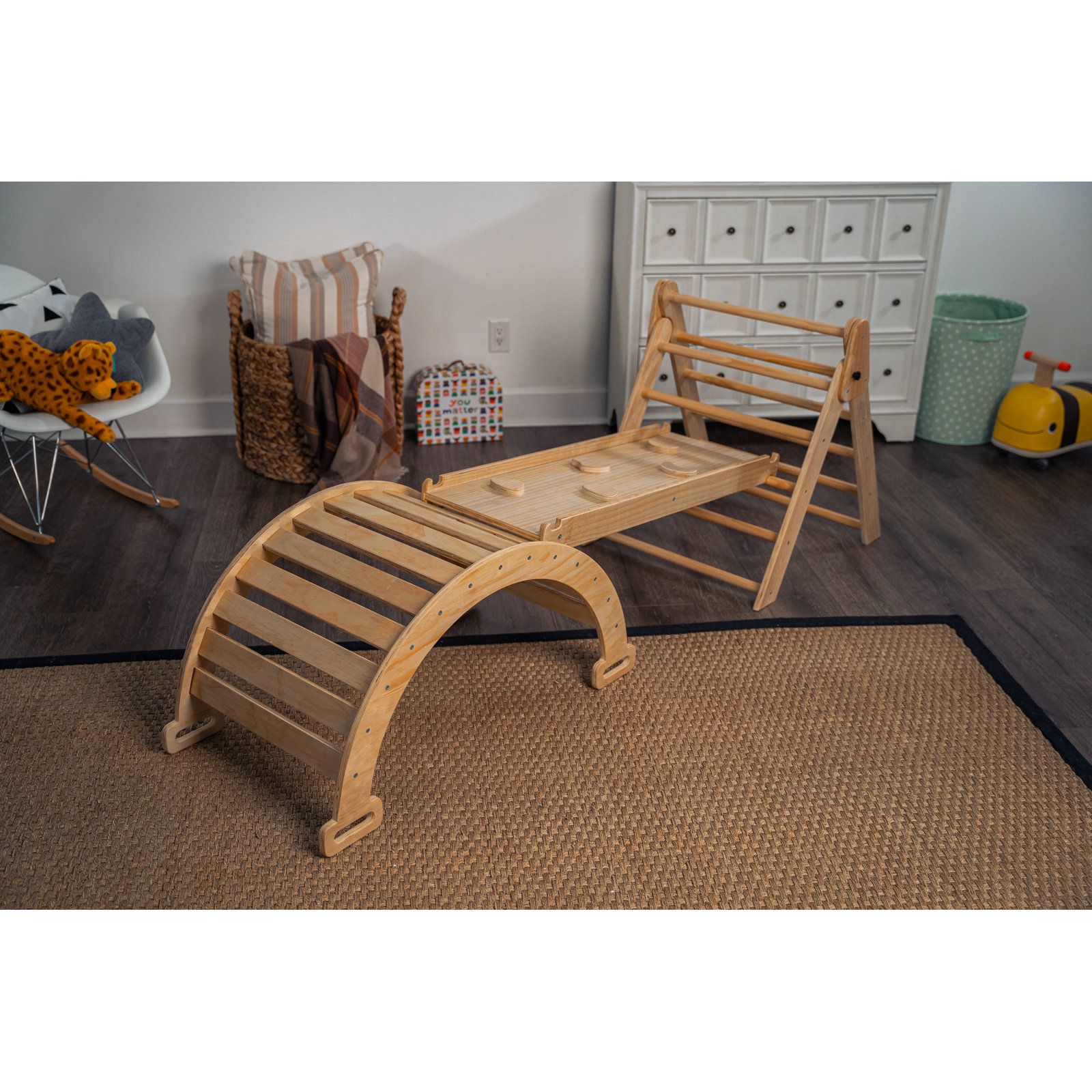 Avenlur Foldable Pikler Triangle Ladder Climber, Brown