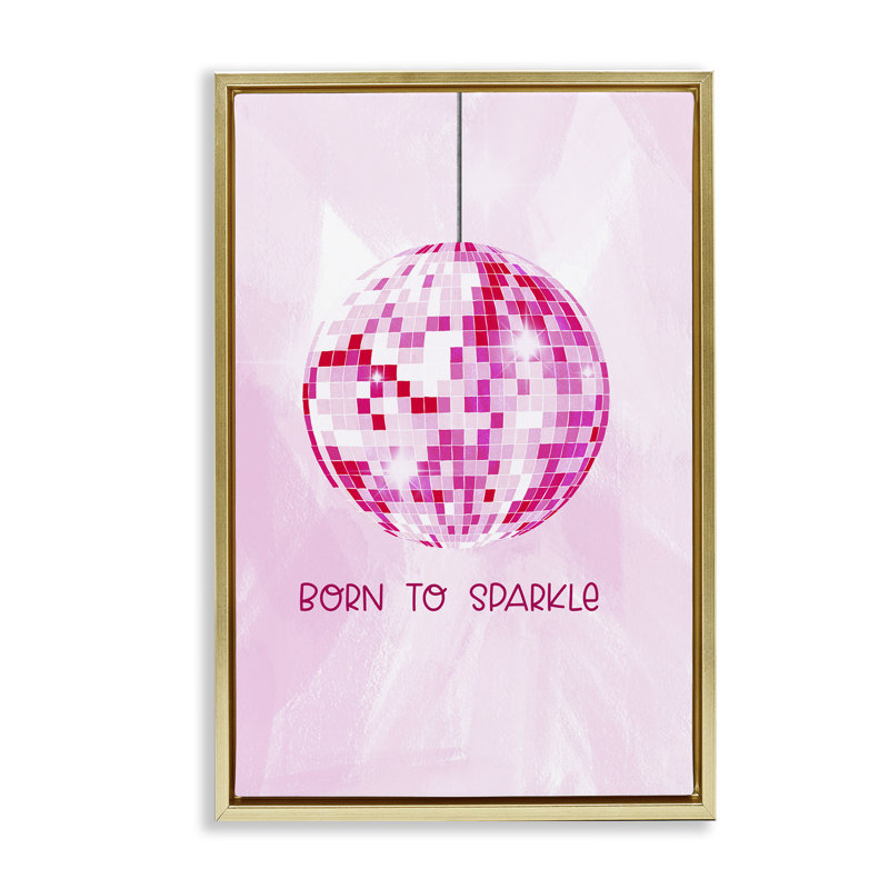 «Born To Sparkle Disco» par JJ Design House, LLC., Cadre flottant métallique doré, H 31 po x l 21 po