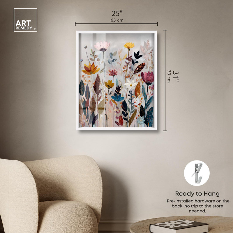 «Wild Folk II», impression florale par Art Remedy, H 31 po x l 25 po, Blanc