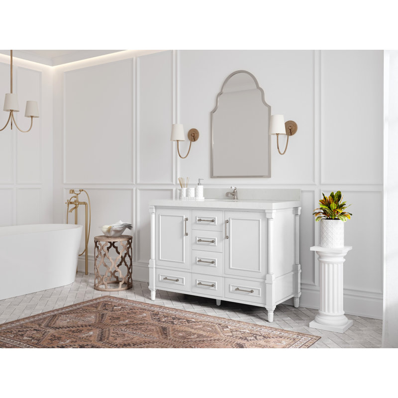 Meuble-lavabo l 48 po x P 22 po x H 36 po Aberdeen, Quartz de Carrare, Gris Coventry