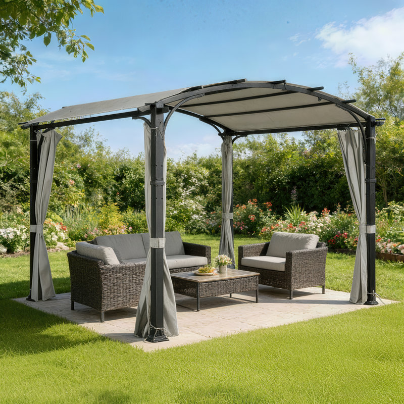 11 Ft. W x 11 Ft. D Aluminum Pergola With Canopy, Gray