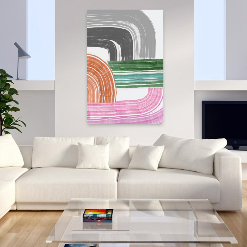 Art mural abstrait contemporain Arcs Brushwork II, H 48 po x l 32 po