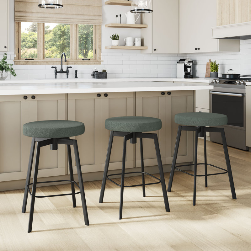 Tabouret de bar et de comptoir pivotant, Polyester - bleu / vert, Tabouret de bar (siège d'une hauteur de 30,75 po)