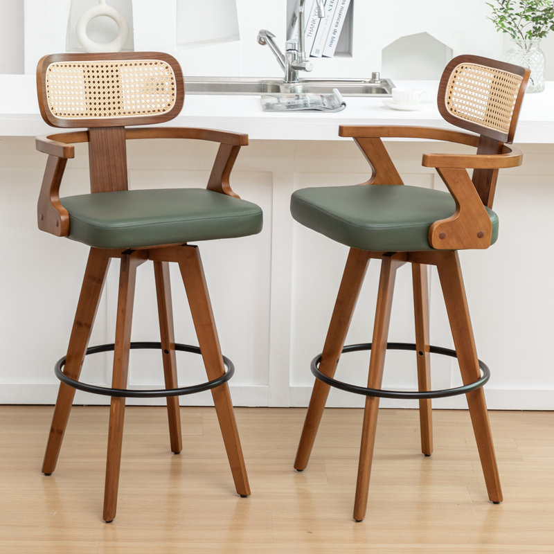 Swivel Upholstered Counter Stool, Counter Stool (69cm Seat Height), Green