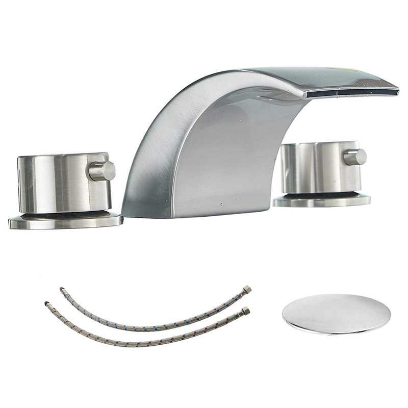 2-handle Bathroom Faucet with Drain Assembly, Brushed Nickel