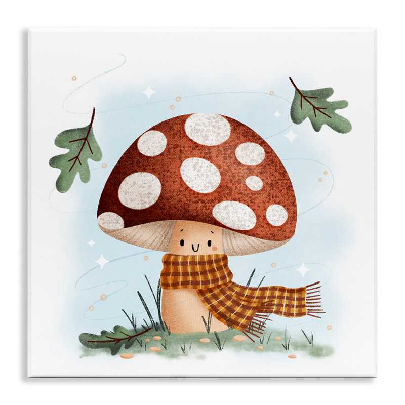 Plaque murale Happy Mushroom in Scarf, design par Sarah Hickman