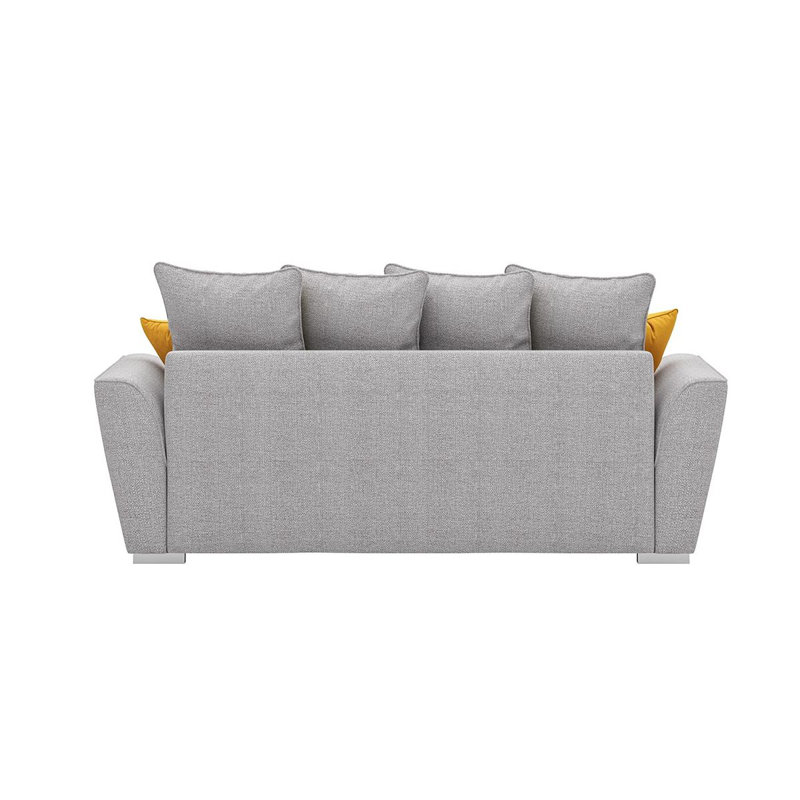 Bailor 3 Seater Velvet Sofa with Loose Back Cushions (Velvet), Light Grey, Yellow Velvet