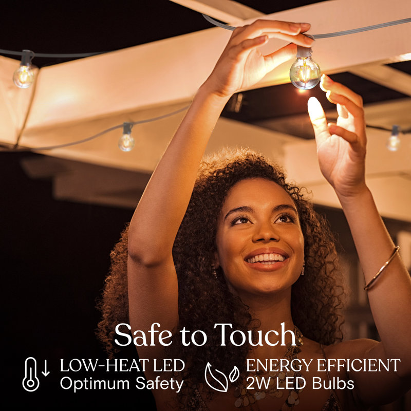 Ambience Pro 26 ft. Plug-In Outdoor Patio LED String Lights with 12 Soft White G40 Globe Bulbs, White Cord, Weatherproof