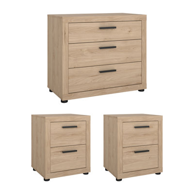 Ensemble de chambre à coucher 3 pièces - Commode et table de chevet R camion