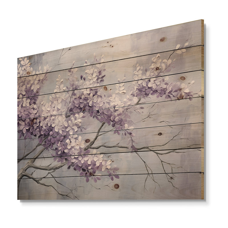 Maumelle - Art mural floral sur bois de pin naturel, H 30 po x l 40 po
