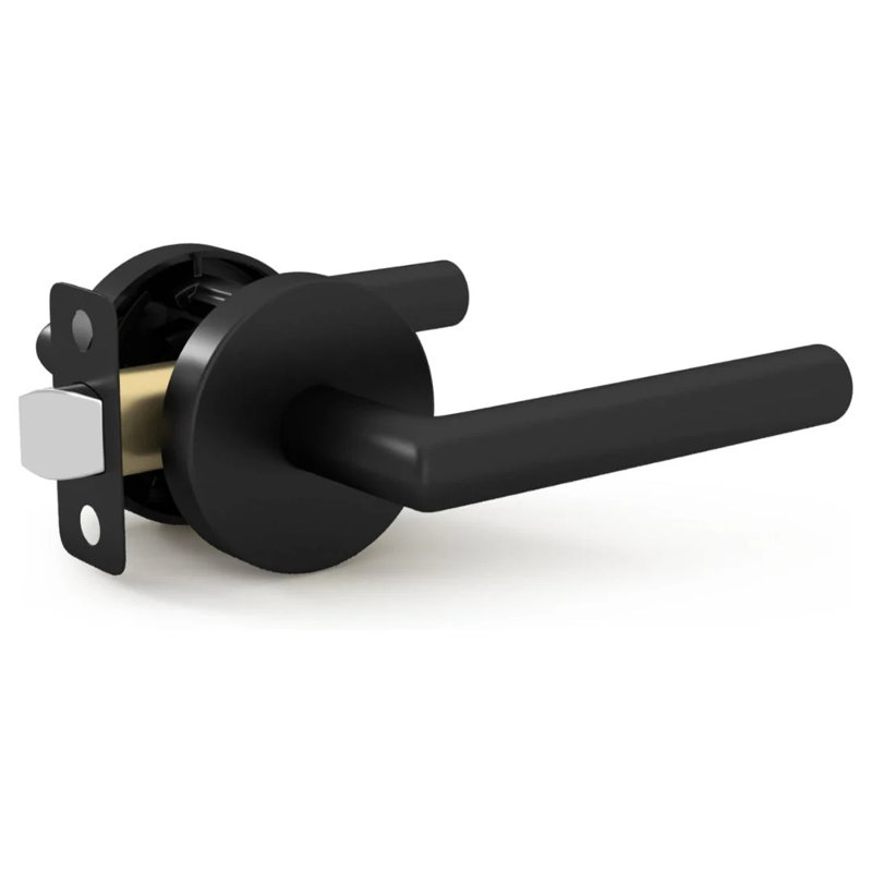 Poignée de porte de passage Mega Poignées avec rosette ronde au fini moderne, levier réversible pour chambres à coucher, salles de bain, couloirs et espaces de vie