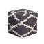 Pouf décoratif Poby, structure carrée de 19 pouces, motif zigzag blanc et gris