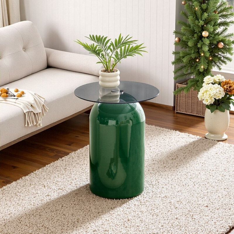 Table basse ronde en verre trempé pour le salon, utilisation polyvalente, Vert