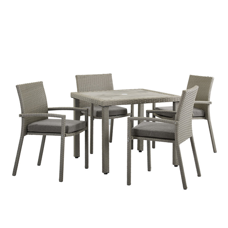 Ensemble repas 5 pièces avec coussins Bassham, Gris/gris
