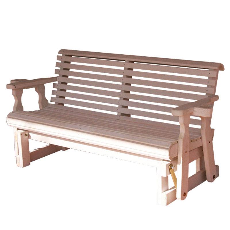 Banc coulissant robuste avec véranda à dossier rétractable 800 lb, 5 pi, porte-gobelets, Blanc semi-uni