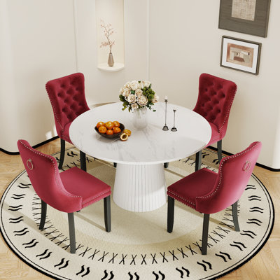 Ensemble de table de salle à manger 5 pièces pour 4-6, table de cuisine moderne et chaises avec fauteuil rembourré en velours pour salle à manger, petit espace, appartement