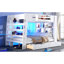 Full Over Full Bunk Bed with LED Lights, Bookcase Headboard & Storage Drawers, Space-Saving Bunk Bed Frame with Built-in Shelves & Guardrail for Bedroom Apartment, White-479990365