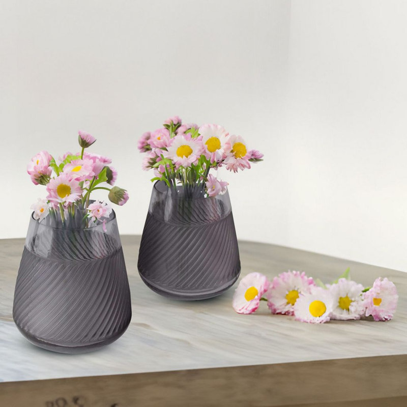 Aniceto Glass Table Vase, Gray