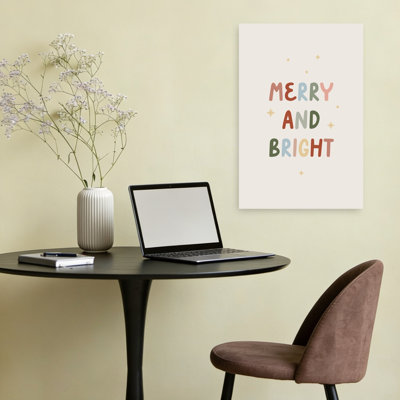Merry And Bright Stars Colorful Modern Playful Winter Landscape Wall Art Print 1 Piece Wrapped Canvas Wall Art