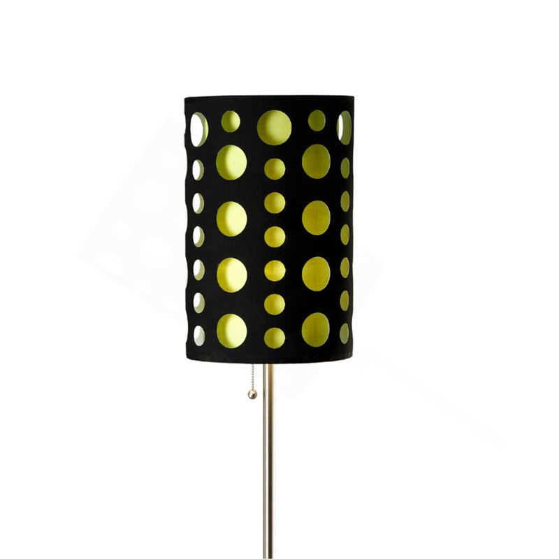 66" Tall Metal Floor Lamp, Retro Design With Black Shade, Black/Green