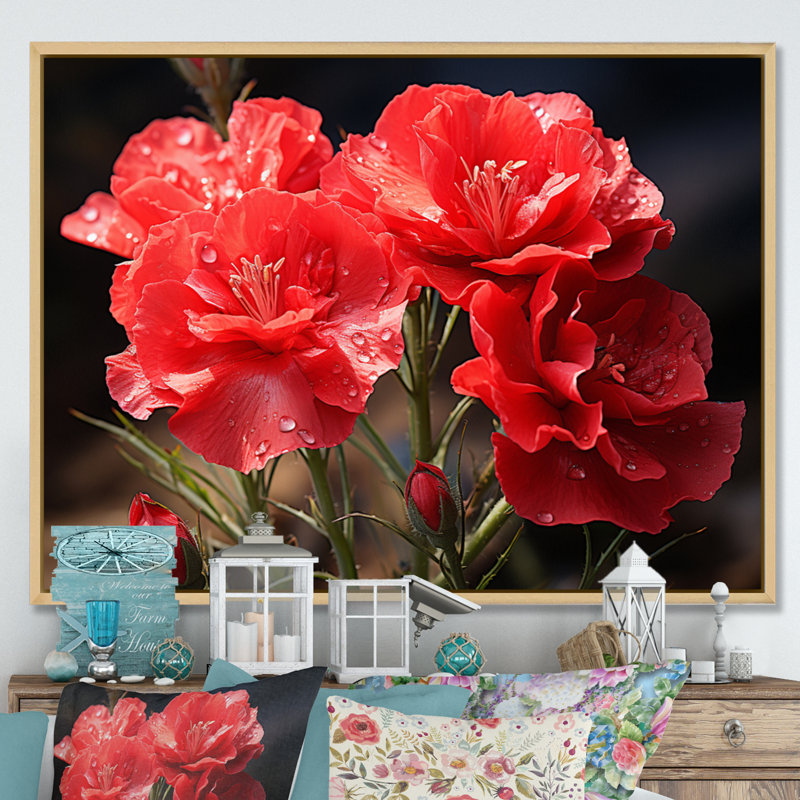 Carnations Field IV, reproduction d'art sur toile, H 24 po x l 32 po x P 1 po, Cadre naturel flottant