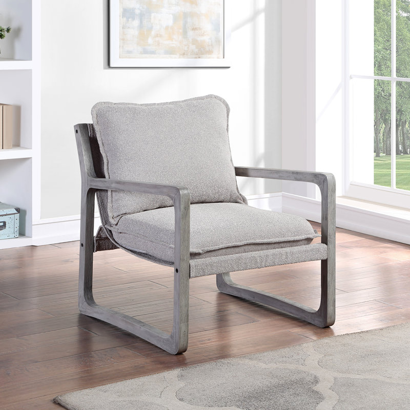 Fauteuil d'appoint rembourré Eveyln, Tissu gris foncé