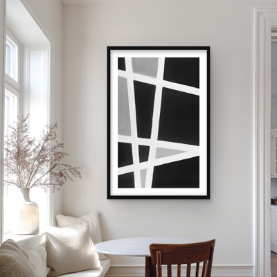 Imprimé de lignes abstraites noires et blanches | Décoration intérieure encadrée