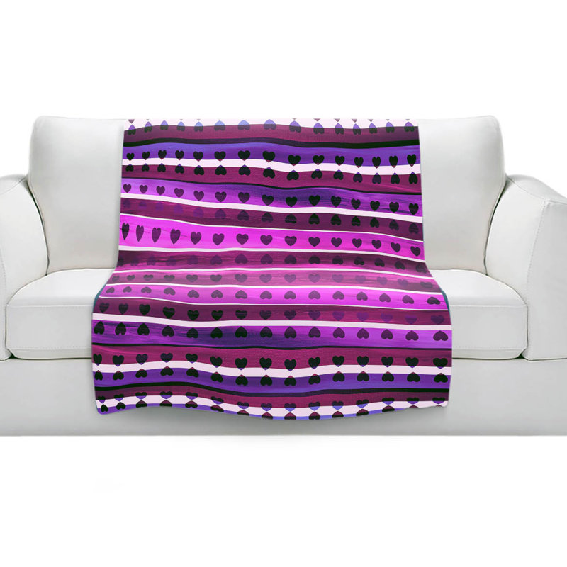 Couverture sherpa douce mauve love love, l 51 po x L 60 po