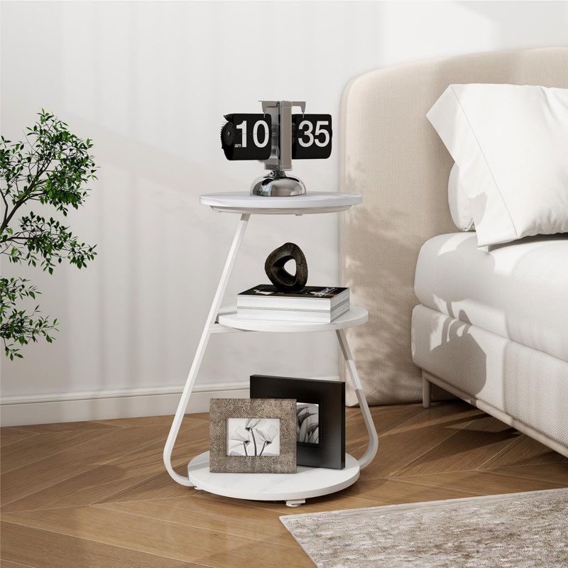 Four Leg Coffee Table with Storage, White, White