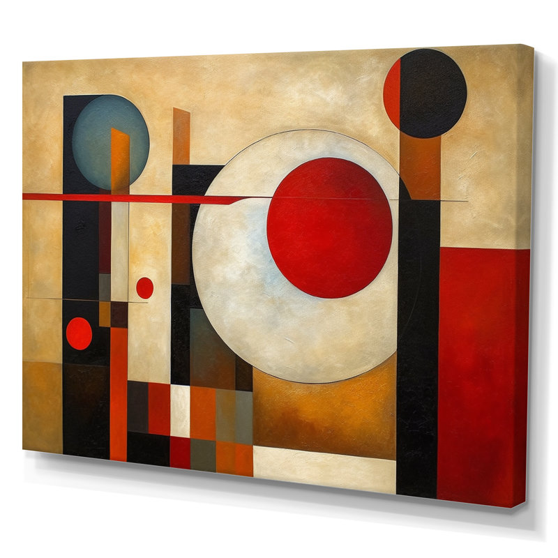 Brun et rouge explorant les dimensions sur toile, H 16 po x l 32 po x P 1 po, Toile tendue